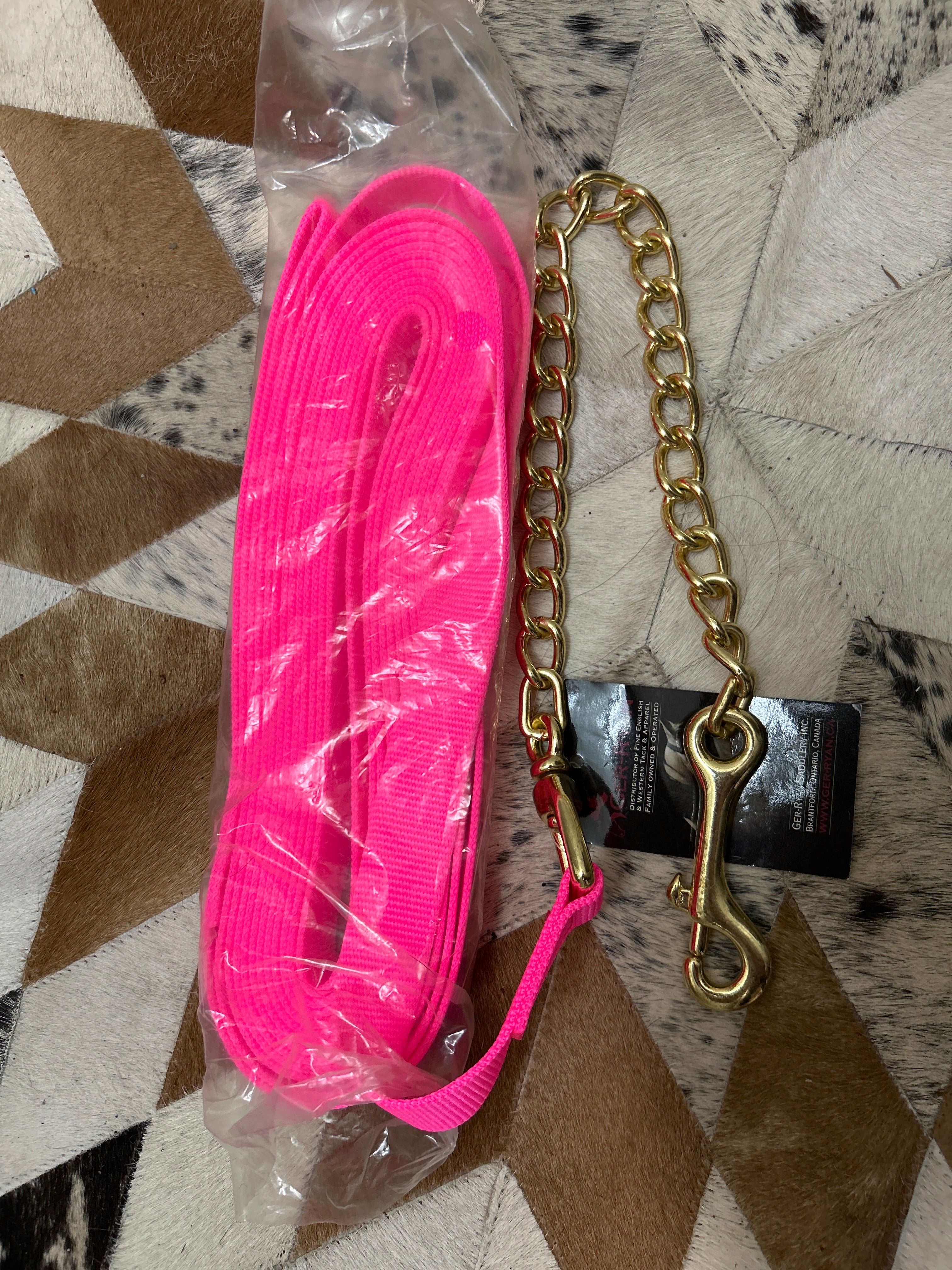 Pink 24ft Lunge Line with Chain-Lunge Line-Consignment-Evolution Equestrian Co.