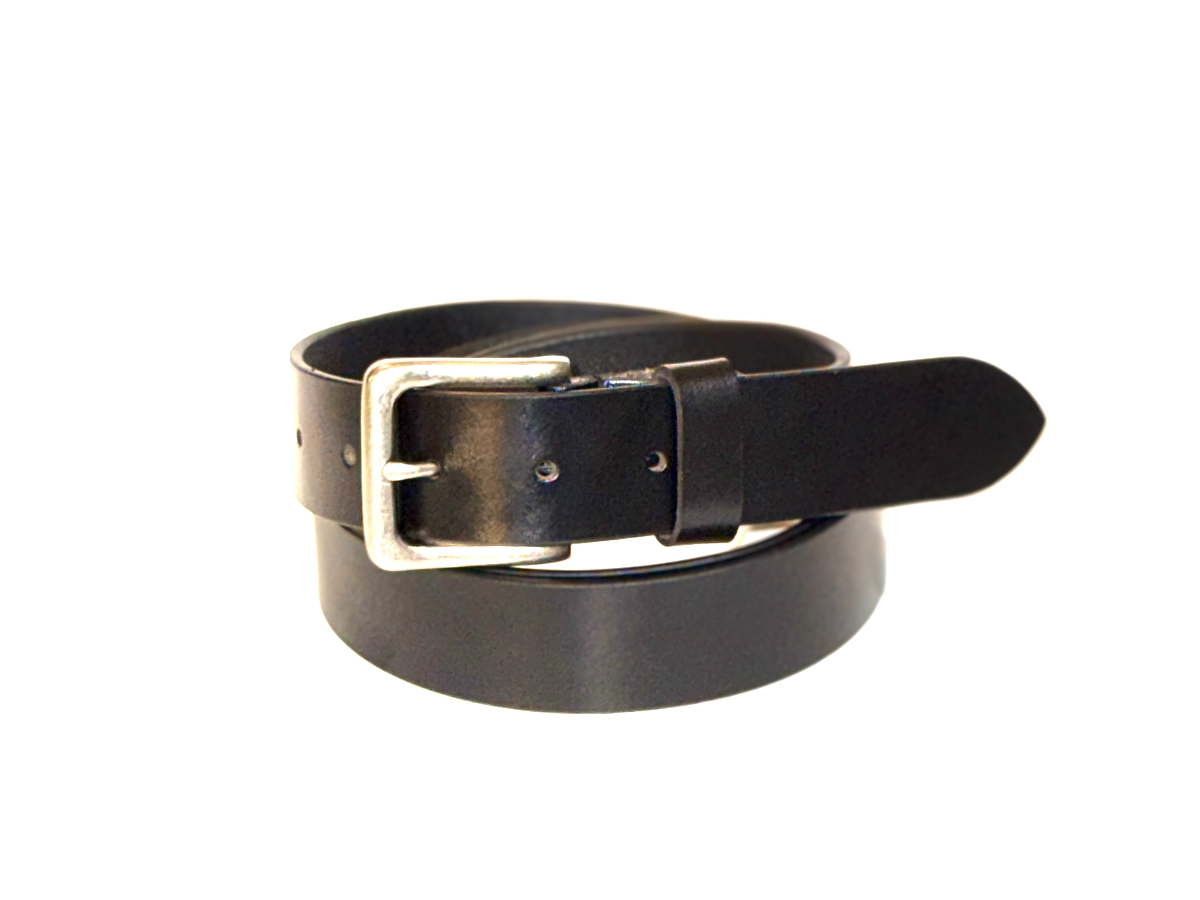 Greenwood Leather - Leather Black Belt with Silver Buckle Jeans: Wide / Large-Greenwood Leather-Evolution Equestrian Co.