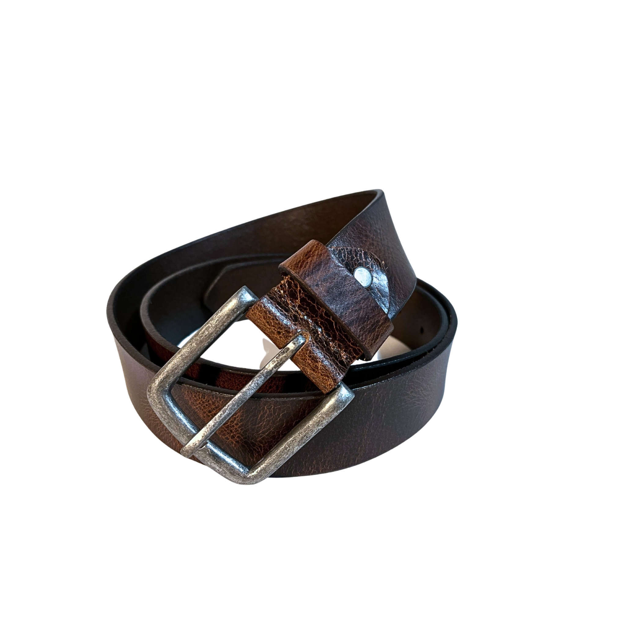 Greenwood Leather Brown Belt with Vintage Silver Buckle-Belt-Greenwood Leather-Small-Evolution Equestrian Co.