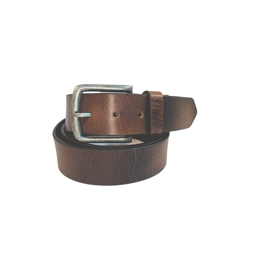Greenwood Leather Brown Belt with Vintage Silver Buckle-Belt-Greenwood Leather-Small-Evolution Equestrian Co.