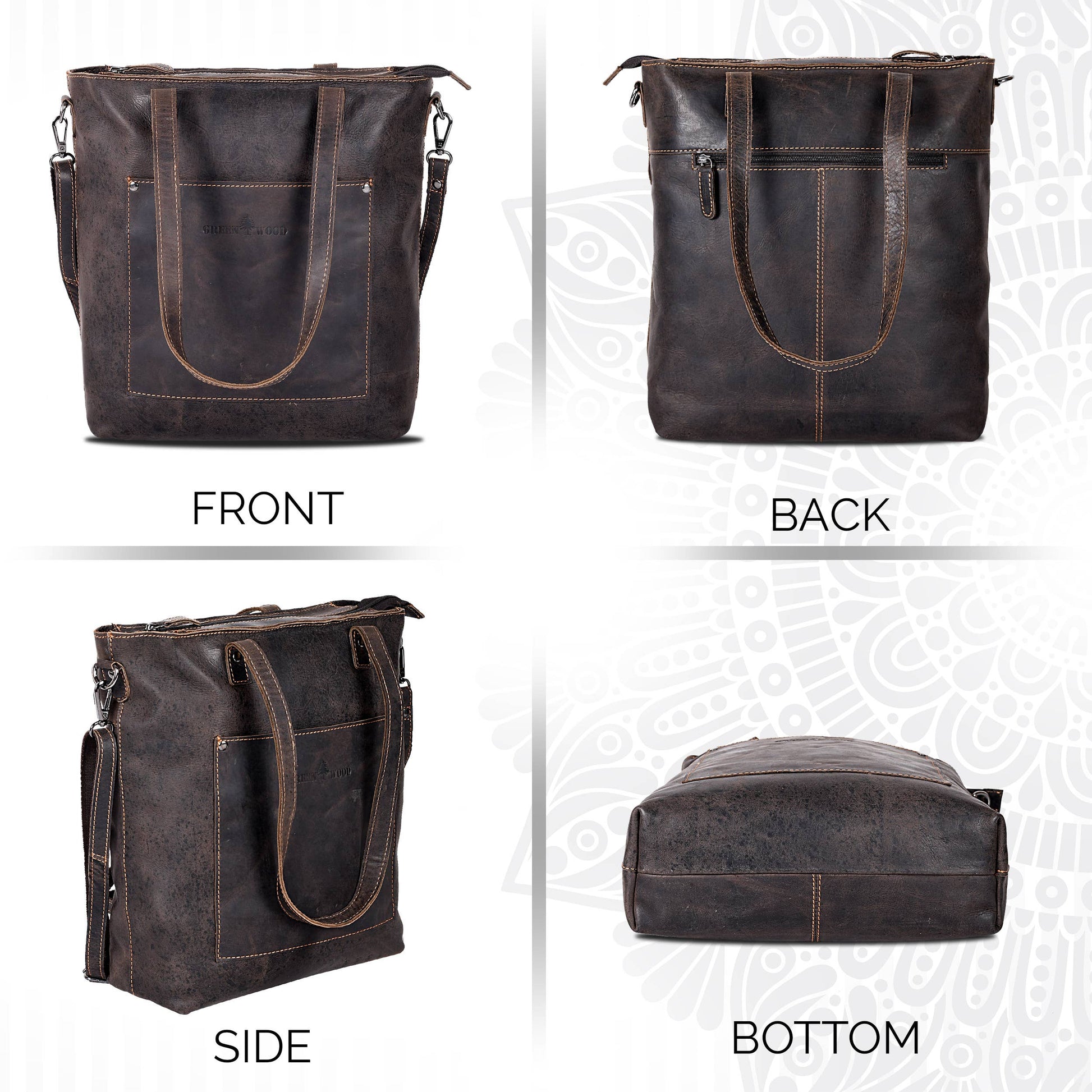 Greenwood Leather - Classic Leather Tote Bag Bunbury - GW2025: Brown-Greenwood Leather-Evolution Equestrian Co.
