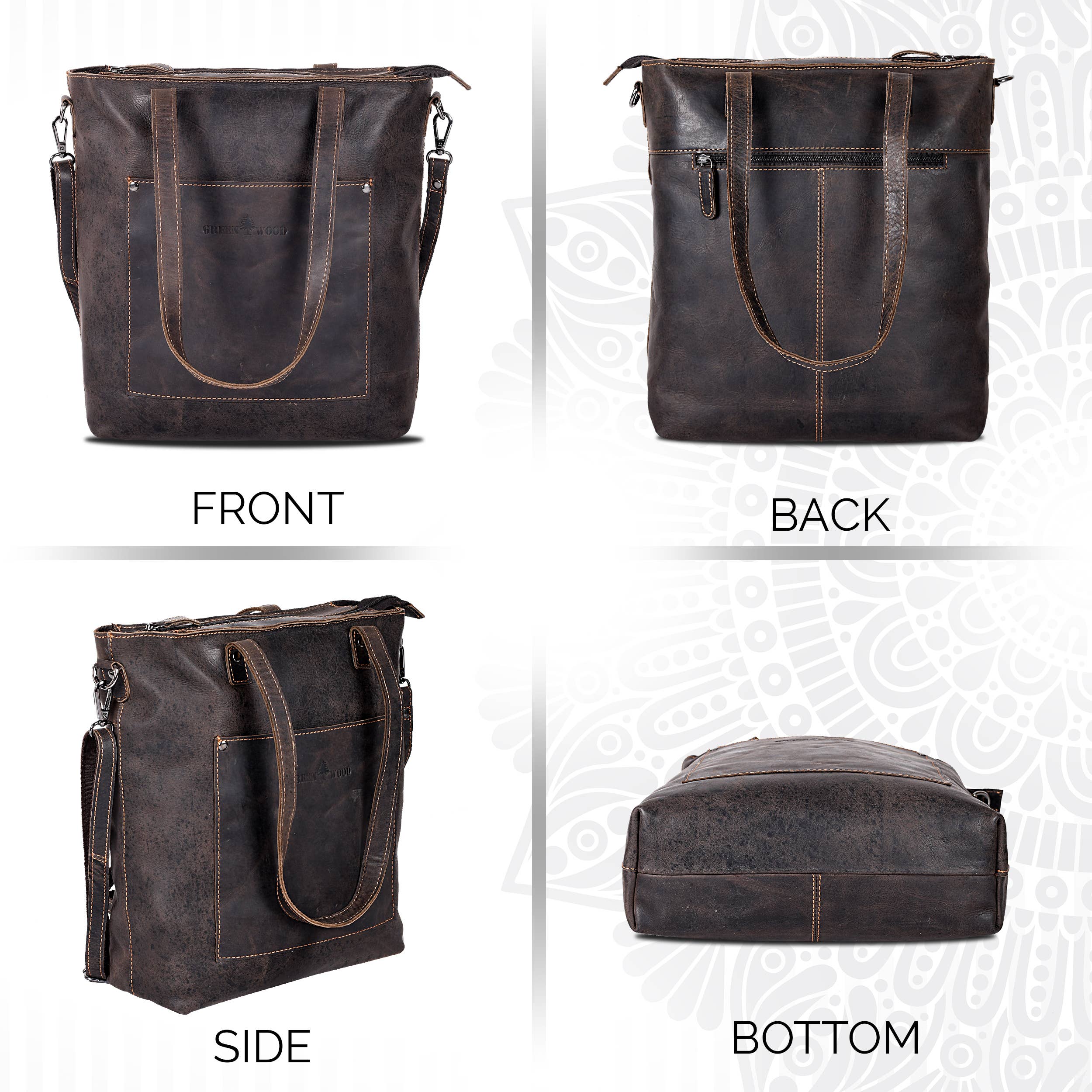 Greenwood Leather - Classic Leather Tote Bag Bunbury - GW2025: Brown-Greenwood Leather-Evolution Equestrian Co.