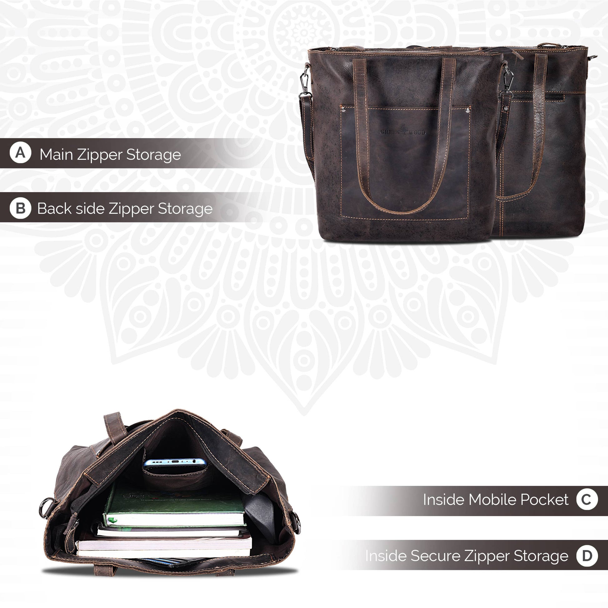 Greenwood Leather - Classic Leather Tote Bag Bunbury - GW2025: Brown-Greenwood Leather-Evolution Equestrian Co.