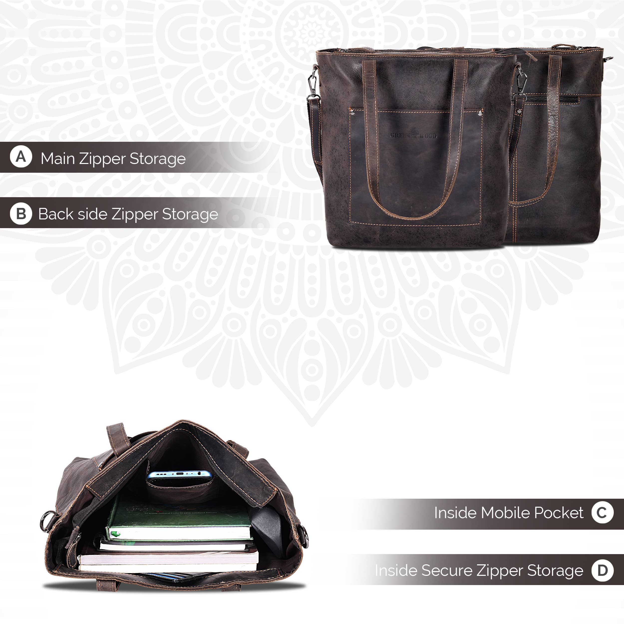 Greenwood Leather - Classic Leather Tote Bag Bunbury - GW2025: Brown-Greenwood Leather-Evolution Equestrian Co.