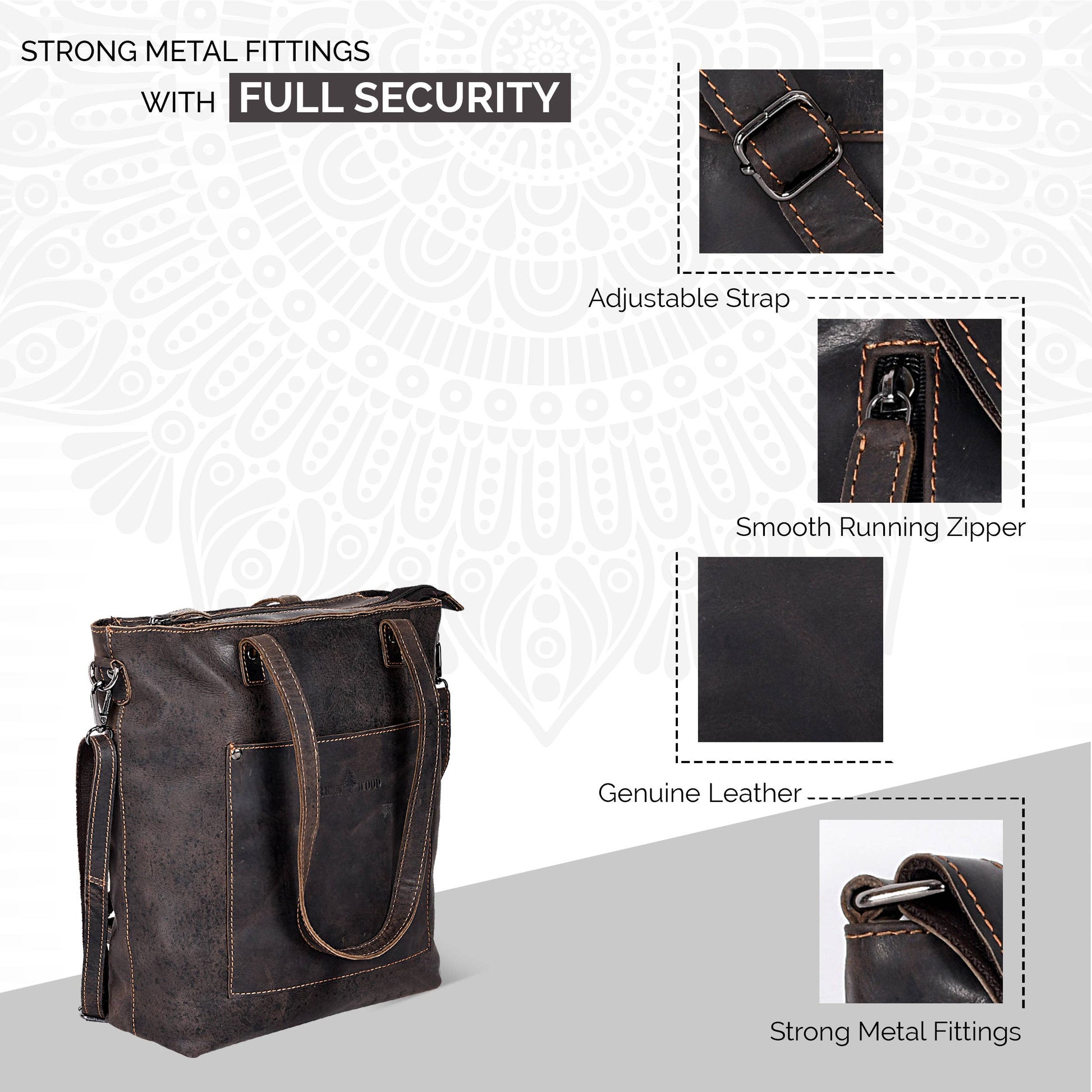 Greenwood Leather - Classic Leather Tote Bag Bunbury - GW2025: Brown-Greenwood Leather-Evolution Equestrian Co.