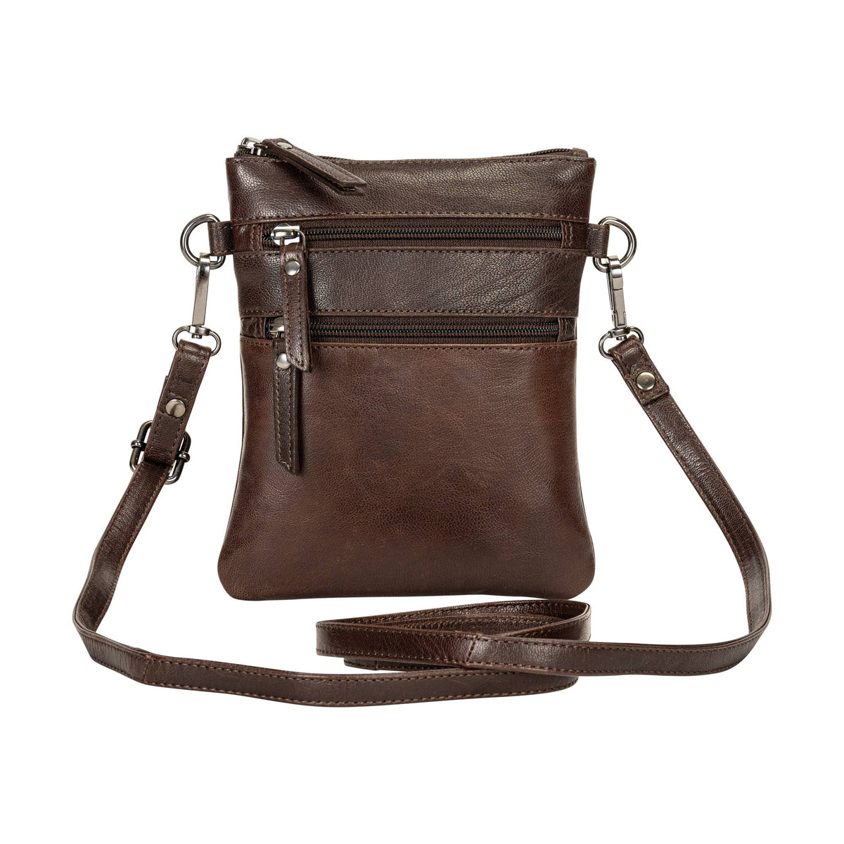 Greenwood Leather - The Cedar | Compact Full-Grain Leather Crossbody Bag: Brown-Greenwood Leather-Evolution Equestrian Co.