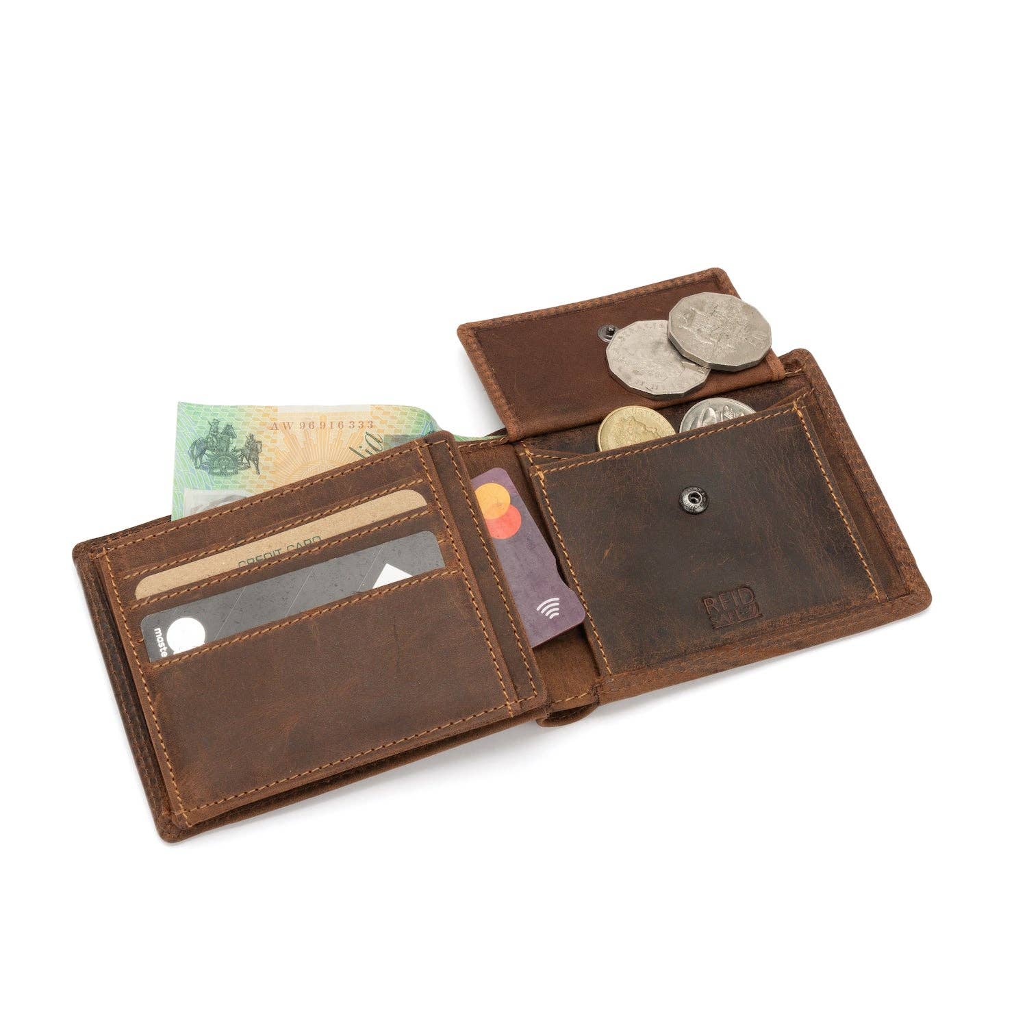Greenwood Leather - Hart Leather Men's RFID Wallet: Brown-Greenwood Leather-Evolution Equestrian Co.