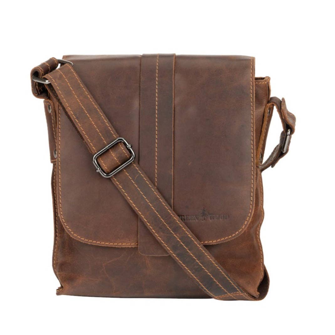 Greenwood Leather - Unisex Mini Messenger Bag Henrik - Genuine Leather: Brown-Greenwood Leather-Evolution Equestrian Co.