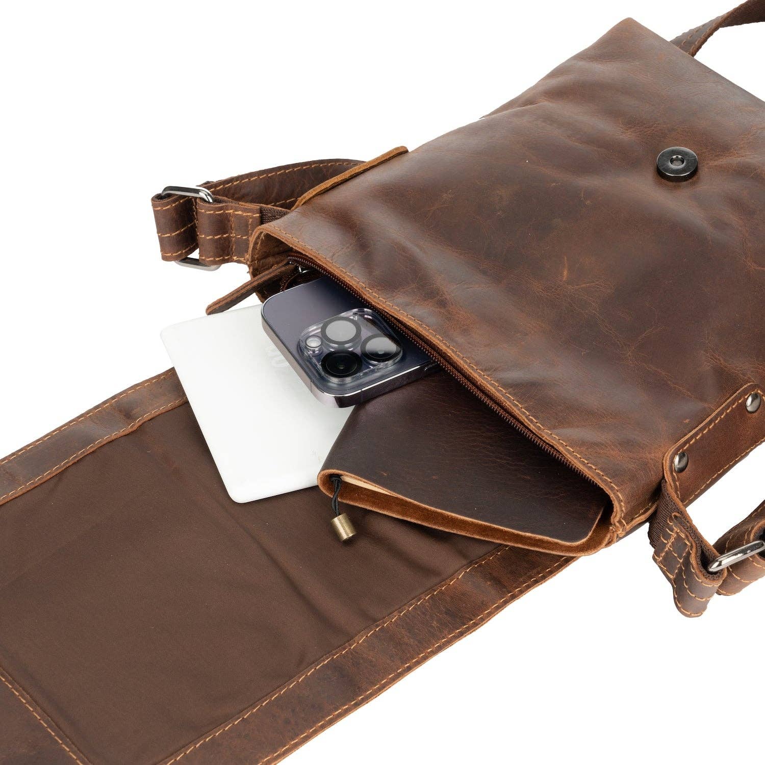 Greenwood Leather - Unisex Mini Messenger Bag Henrik - Genuine Leather: Brown-Greenwood Leather-Evolution Equestrian Co.