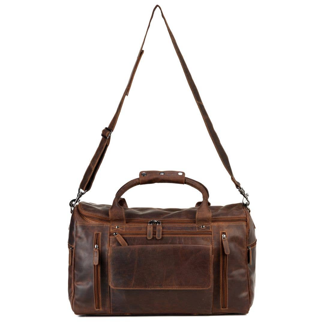 Greenwood Leather - Large Leather Weekender Bag - Casual Vintage Look: Sandal-Greenwood Leather-Evolution Equestrian Co.