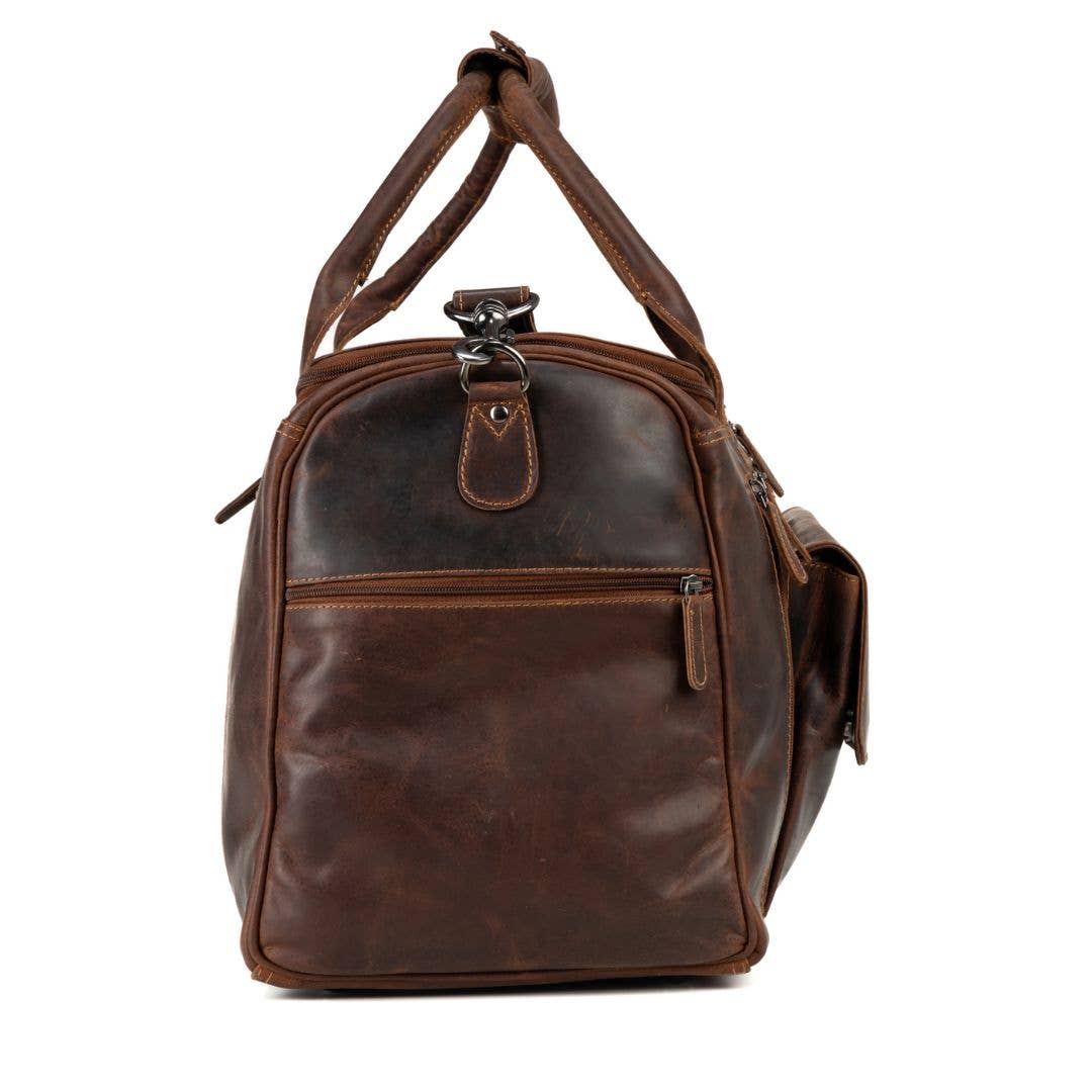 Greenwood Leather - Large Leather Weekender Bag - Casual Vintage Look: Sandal-Greenwood Leather-Evolution Equestrian Co.
