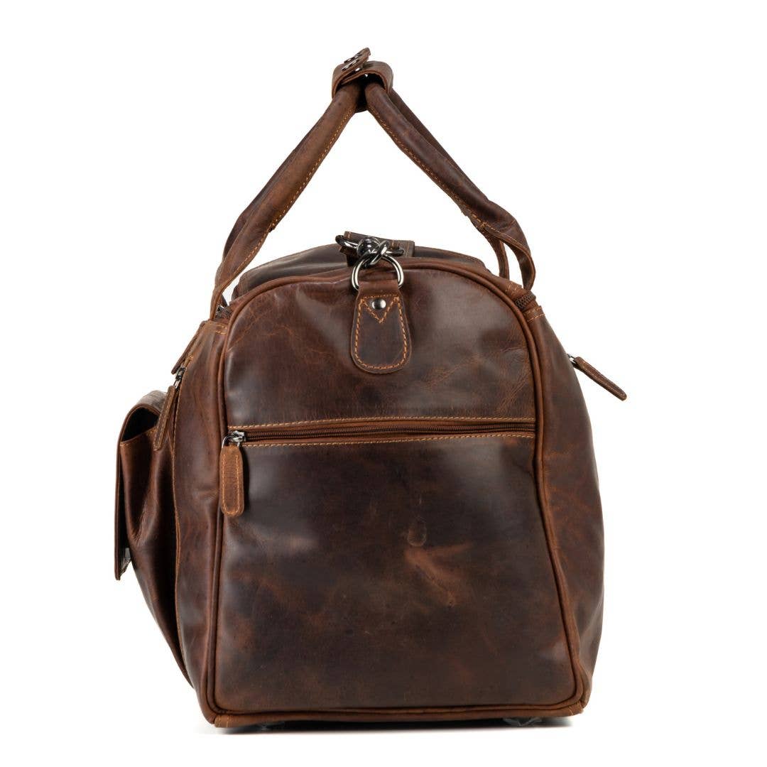 Greenwood Leather - Large Leather Weekender Bag - Casual Vintage Look: Sandal-Greenwood Leather-Evolution Equestrian Co.