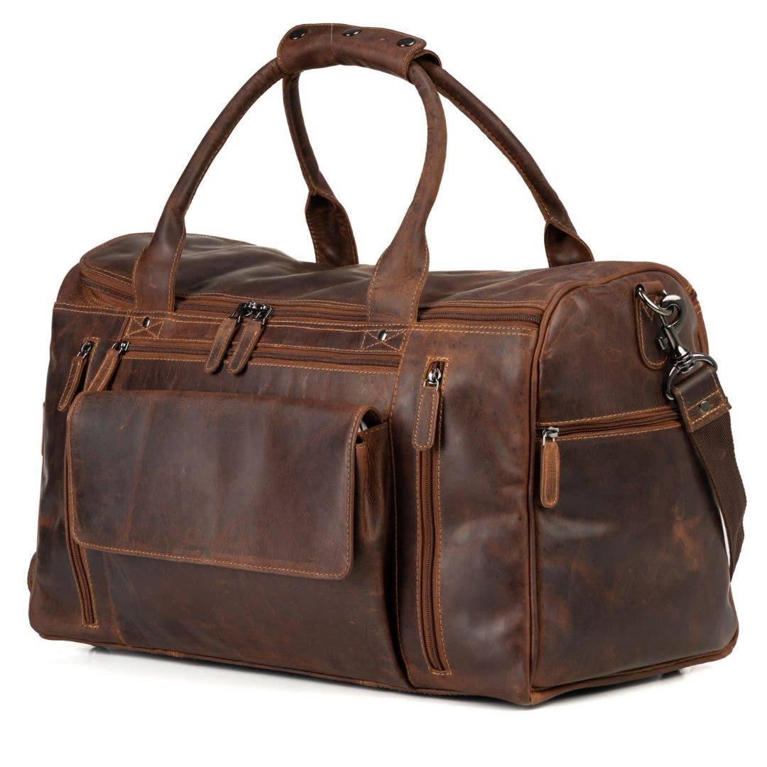 Greenwood Leather - Large Leather Weekender Bag - Casual Vintage Look: Sandal-Greenwood Leather-Evolution Equestrian Co.