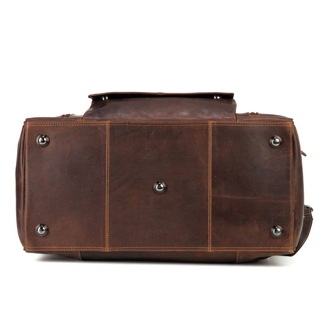 Greenwood Leather - Large Leather Weekender Bag - Casual Vintage Look: Sandal-Greenwood Leather-Evolution Equestrian Co.