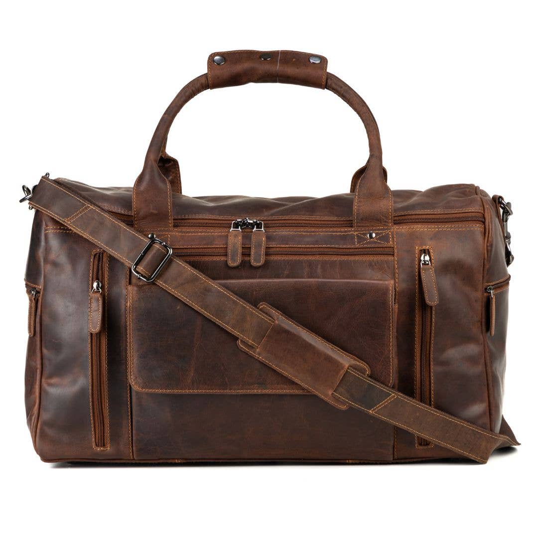 Greenwood Leather - Large Leather Weekender Bag - Casual Vintage Look: Sandal-Greenwood Leather-Evolution Equestrian Co.