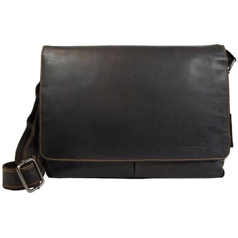 Greenwood Leather - Leather Shoulder Laptop Bag Gent - GW117: Brown-Greenwood Leather-Evolution Equestrian Co.