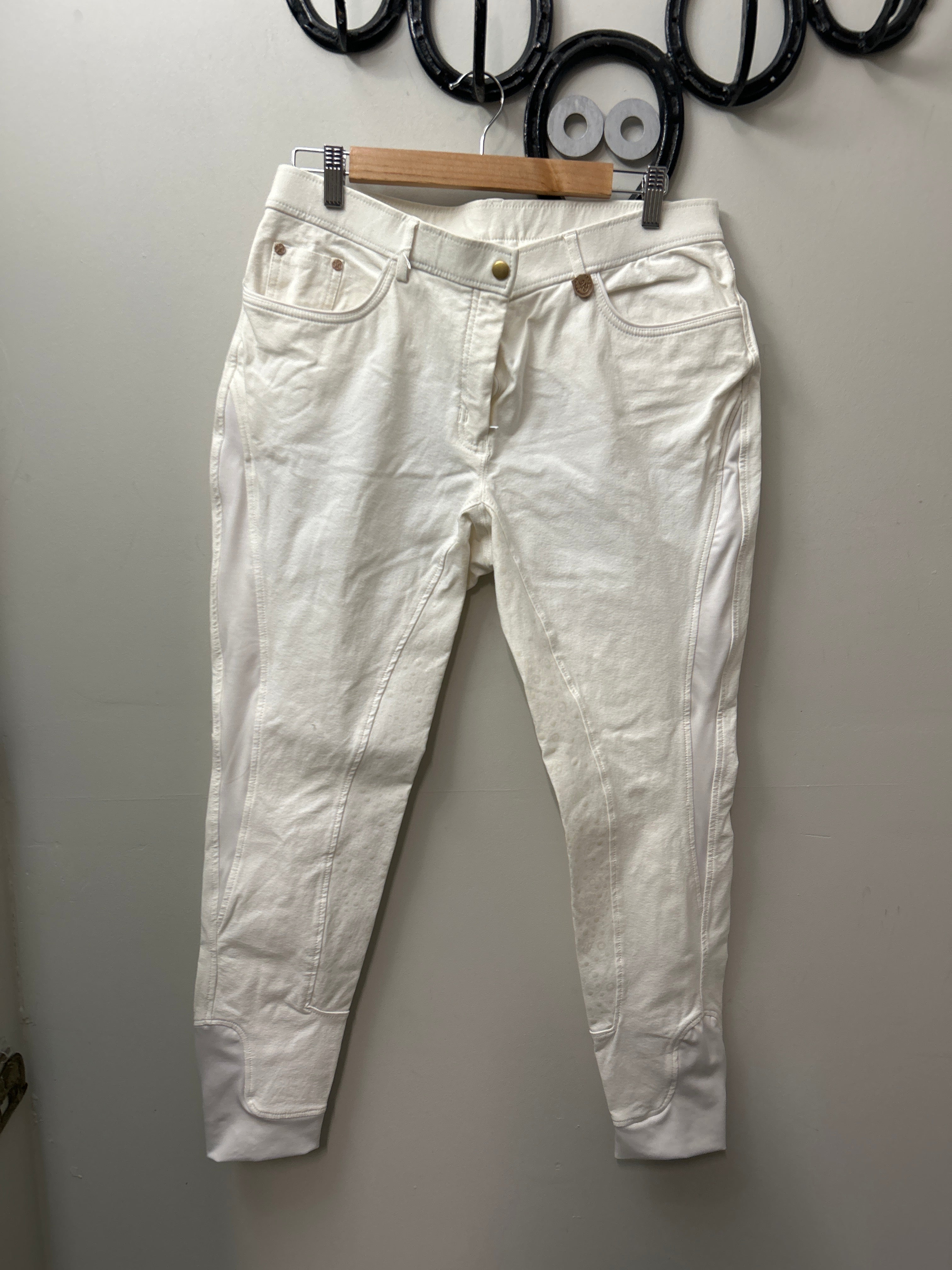 HKM Lauria Garrelli Cream Full Seat Breeches 34-Breeches-Consignment-Evolution Equestrian Co.