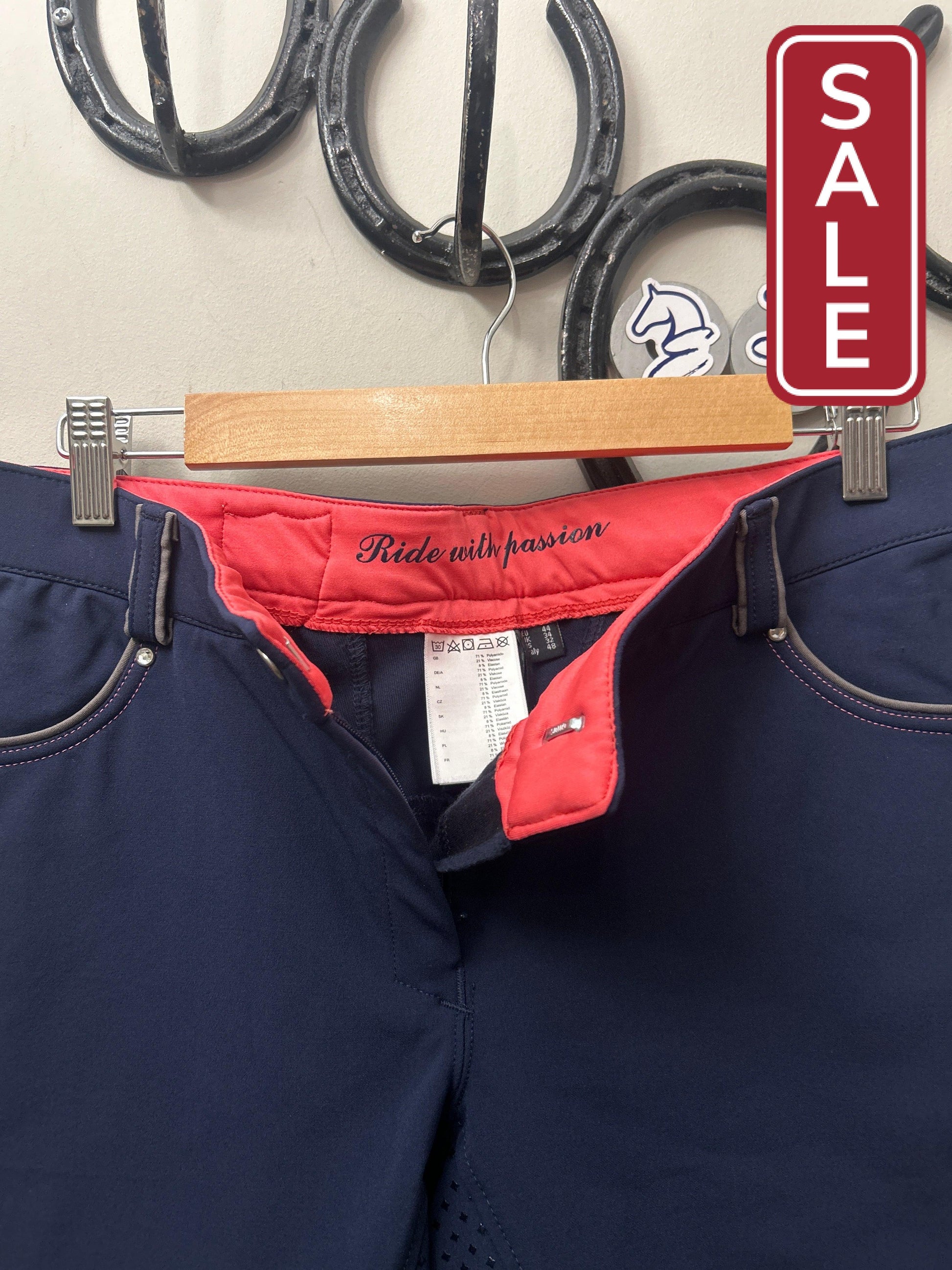 HKM Navy Full Seat Breeches 32-Breeches-Consignment-Evolution Equestrian Co.