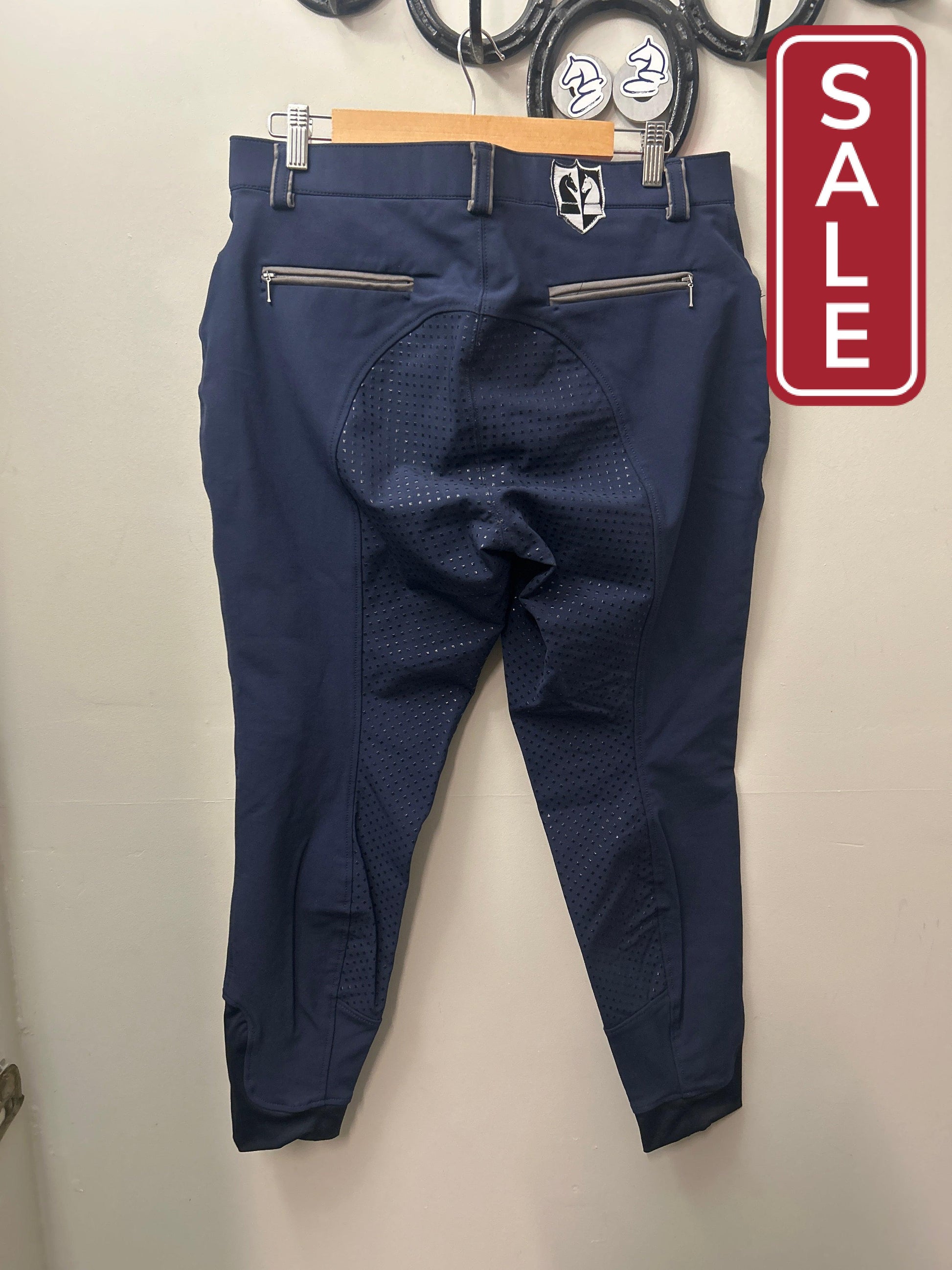 HKM Navy Full Seat Breeches 32-Breeches-Consignment-Evolution Equestrian Co.