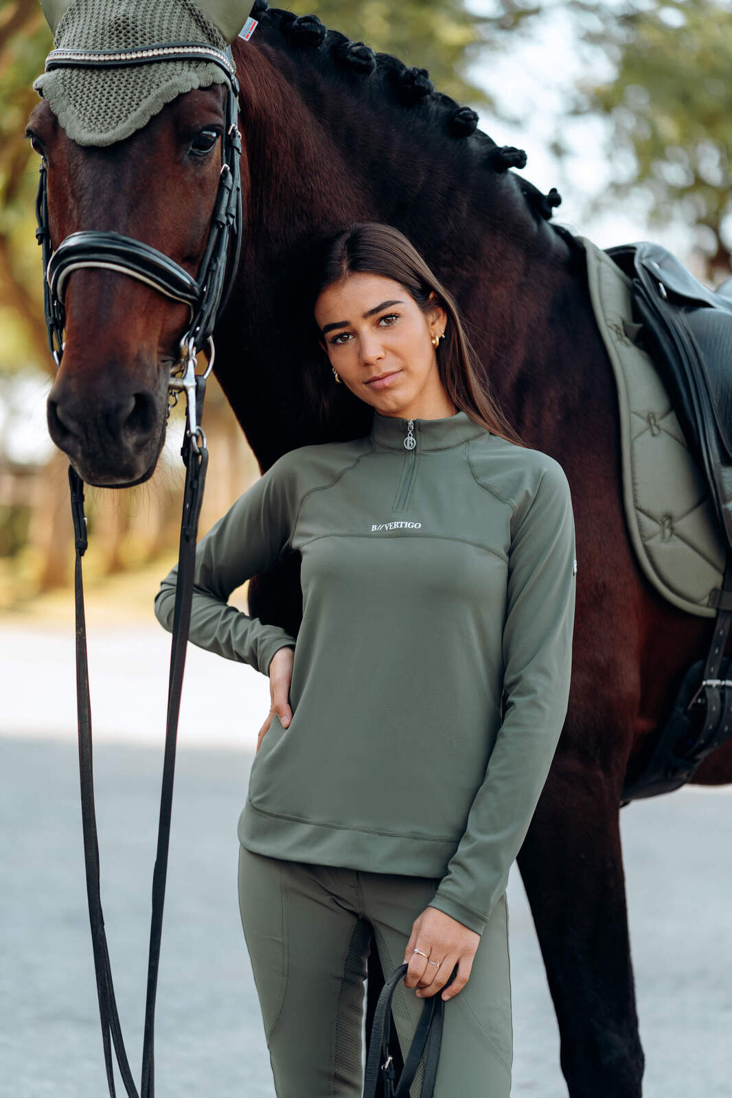 B Vertigo Olive Green Technical Shirt 14-Vest-Consignment-Evolution Equestrian Co.