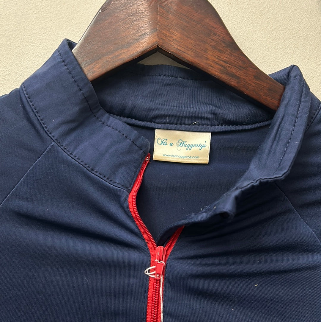 Haggerty's Sun Shirt Navy/Red Large-Riding Shirts-Consignment-Evolution Equestrian Co.