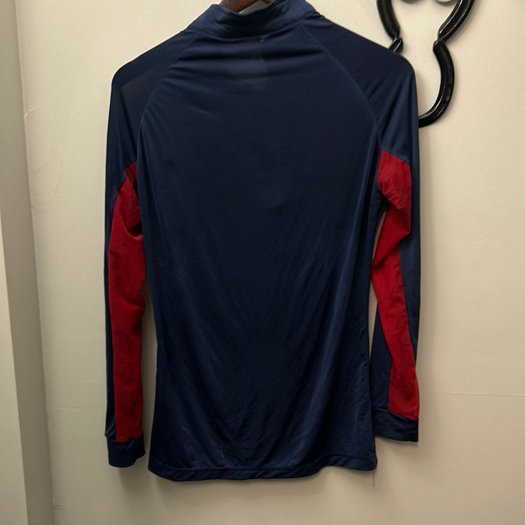 Haggerty's Sun Shirt Navy/Red Large-Riding Shirts-Consignment-Evolution Equestrian Co.