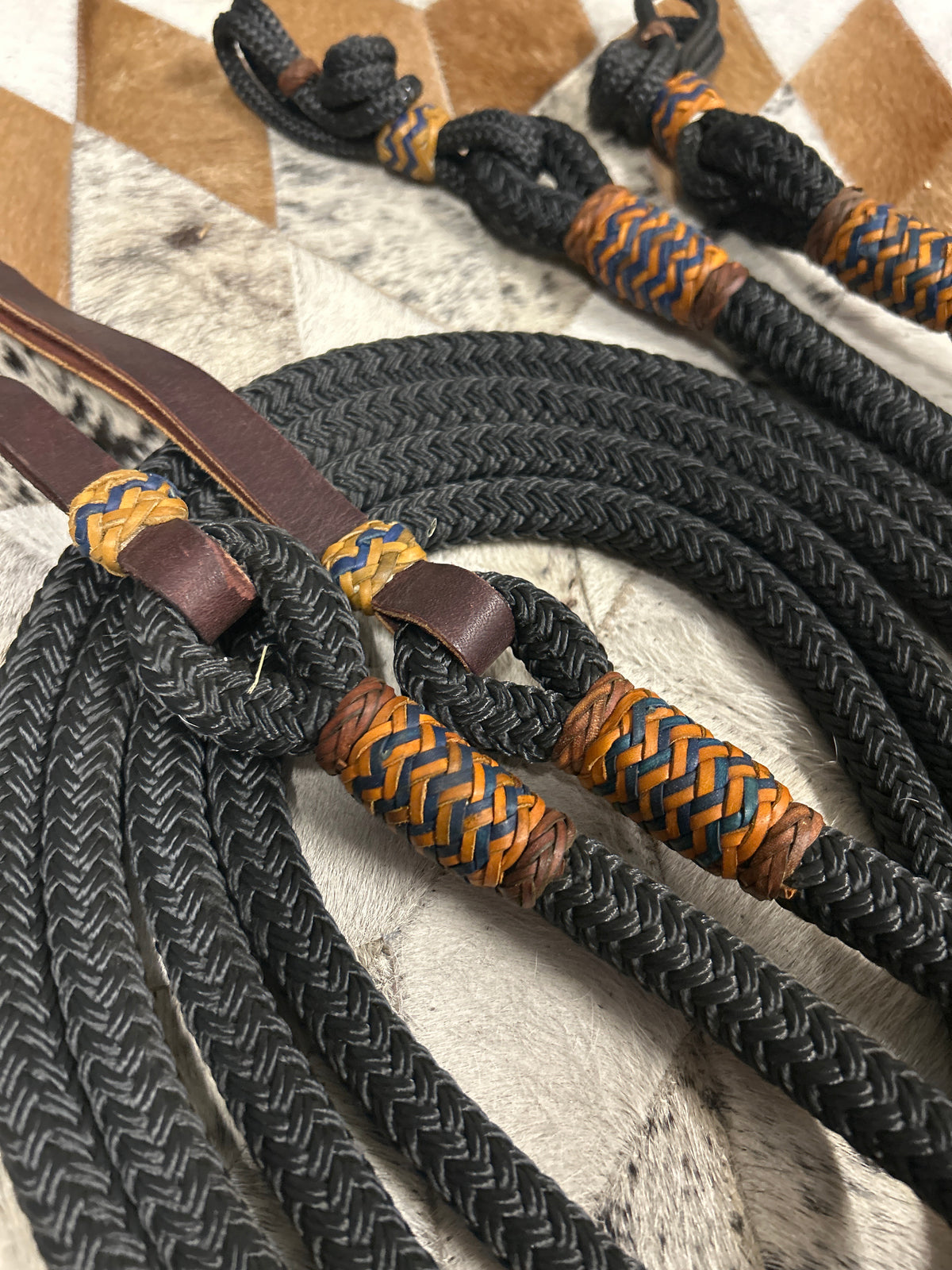 Handmade Black Rope Western Split Reins-Western Reins-Consignment-Evolution Equestrian Co.