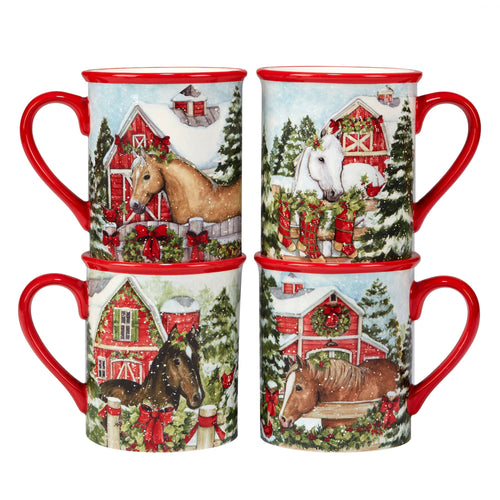 Certified International - Homestead Christmas Horse Mug 16 oz. asst.-Certified International-Evolution Equestrian Co.