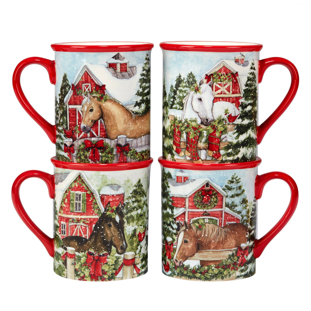 Certified International - Homestead Christmas Horse Mug 16 oz. asst.-Certified International-Evolution Equestrian Co.