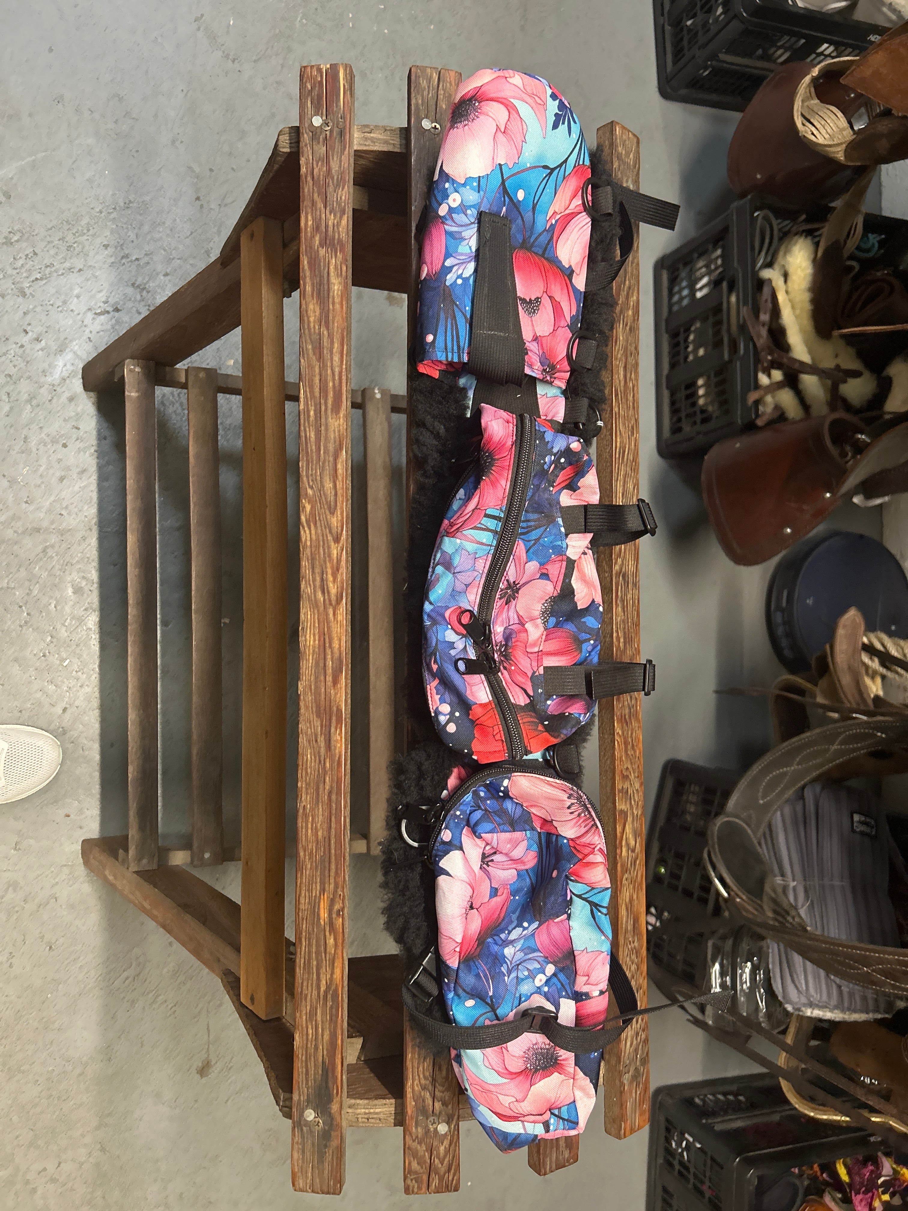 Horse Bums Saddle Bag Floral/Black-Saddle Bags-Consignment-Evolution Equestrian Co.