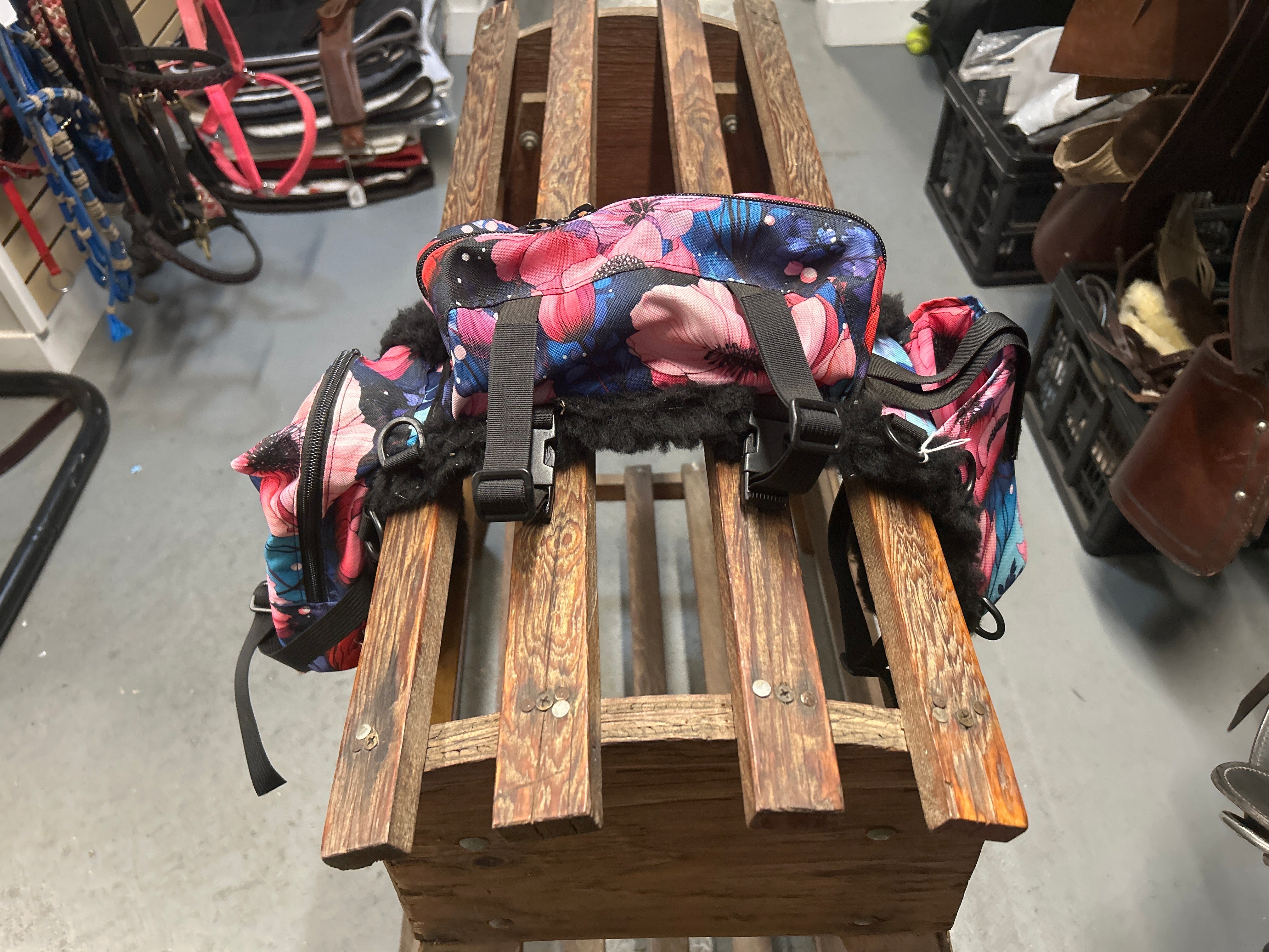 Horse Bums Saddle Bag Floral/Black-Saddle Bags-Consignment-Evolution Equestrian Co.