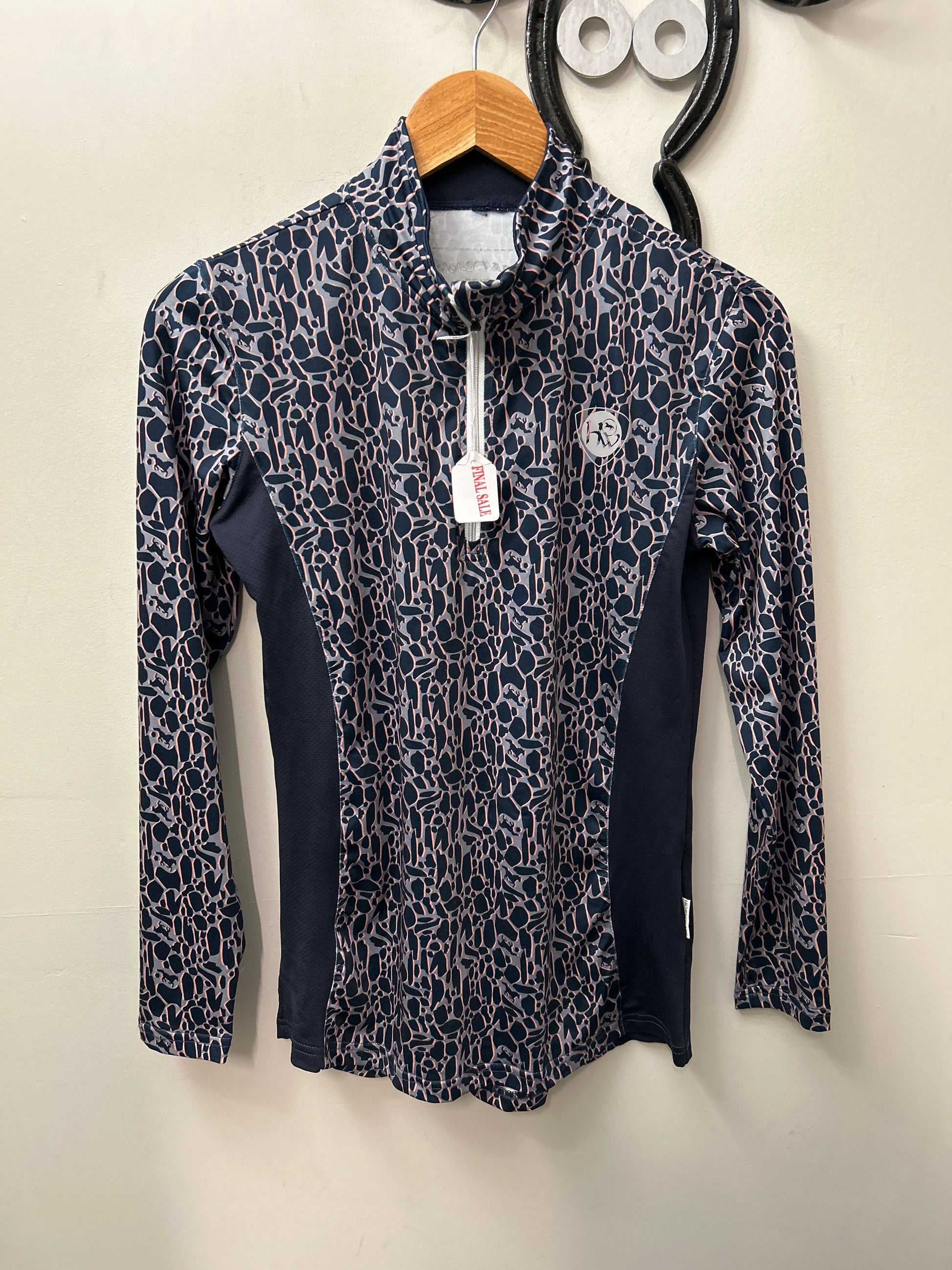 Horseware Pink and Navy Sun Shirt Medium-Riding Shirts-Consignment-Evolution Equestrian Co.