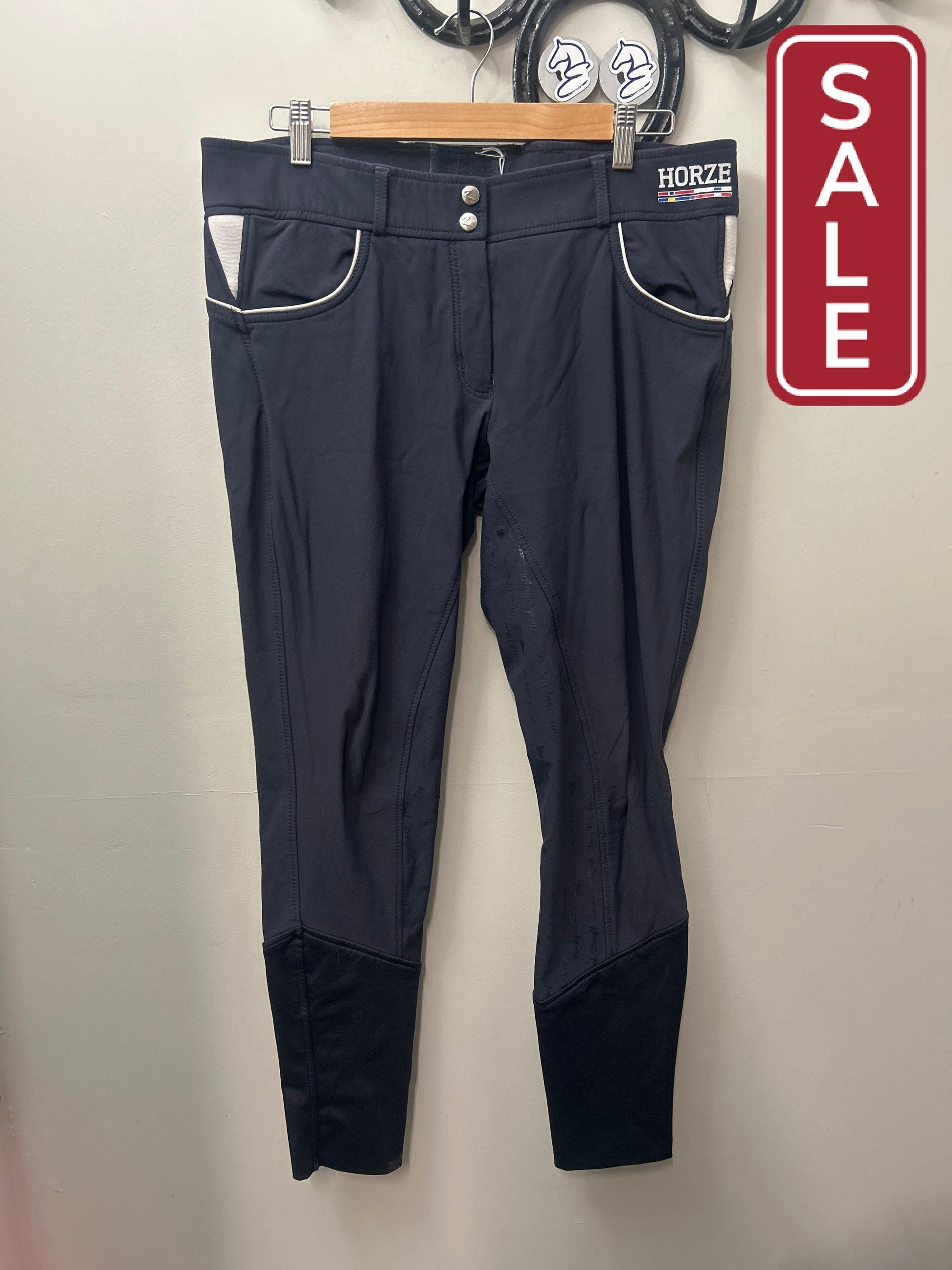 Horze Full Seat Silicone Navy Breeches-Breeches-Consignment-Evolution Equestrian Co.