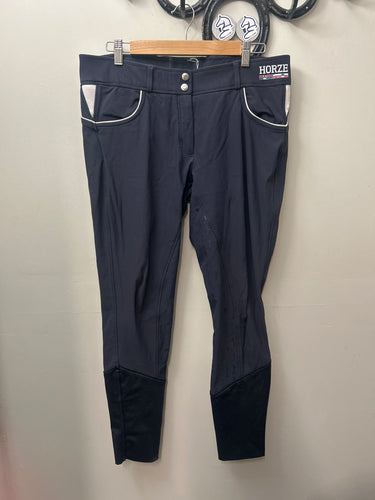 Horze Full Seat Silicone Navy Breeches-Breeches-Consignment-Evolution Equestrian Co.