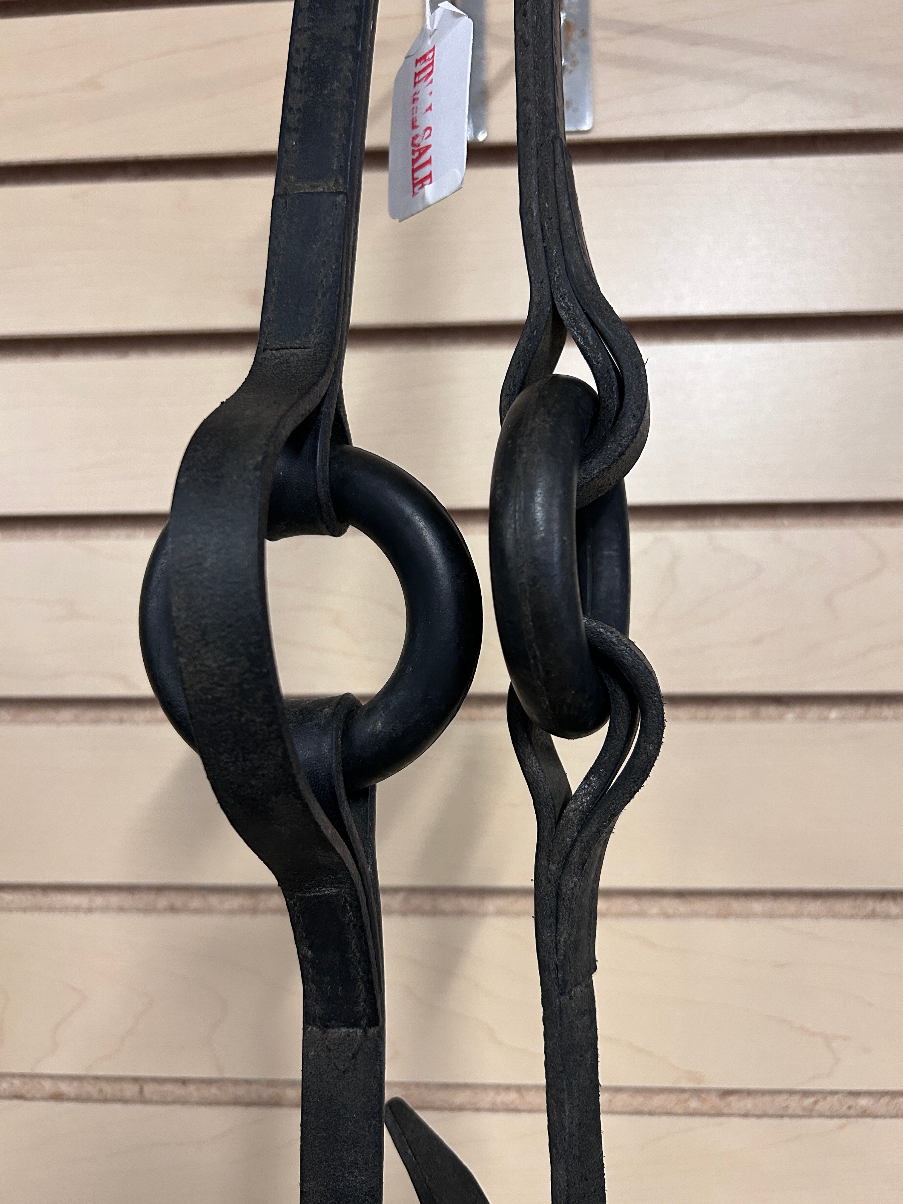 Tory Leather Black Side Reins with Rubber Donut