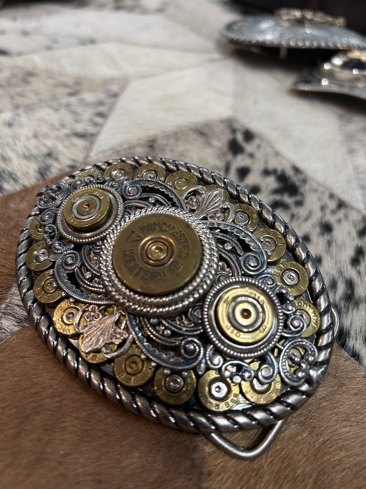 Sure Shot Shotgun Shell Western Belt Buckle