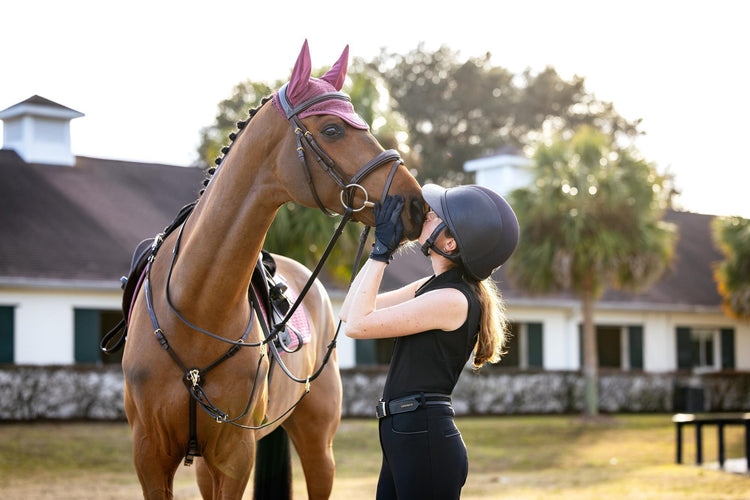 LeMieux Essence Fly Hood Rosewood-English Accessories-LeMieux-Medium (Cob)-Evolution Equestrian Co.