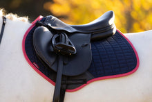 Load image into Gallery viewer, LeMieux Suede Close Contact Saddle Pad Navy Cranberry
