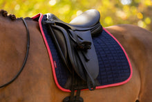 Load image into Gallery viewer, LeMieux Suede Dressage Saddle Pad Navy Cranberry
