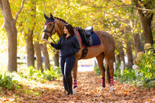 Load image into Gallery viewer, LeMieux Suede Dressage Saddle Pad Navy Cranberry
