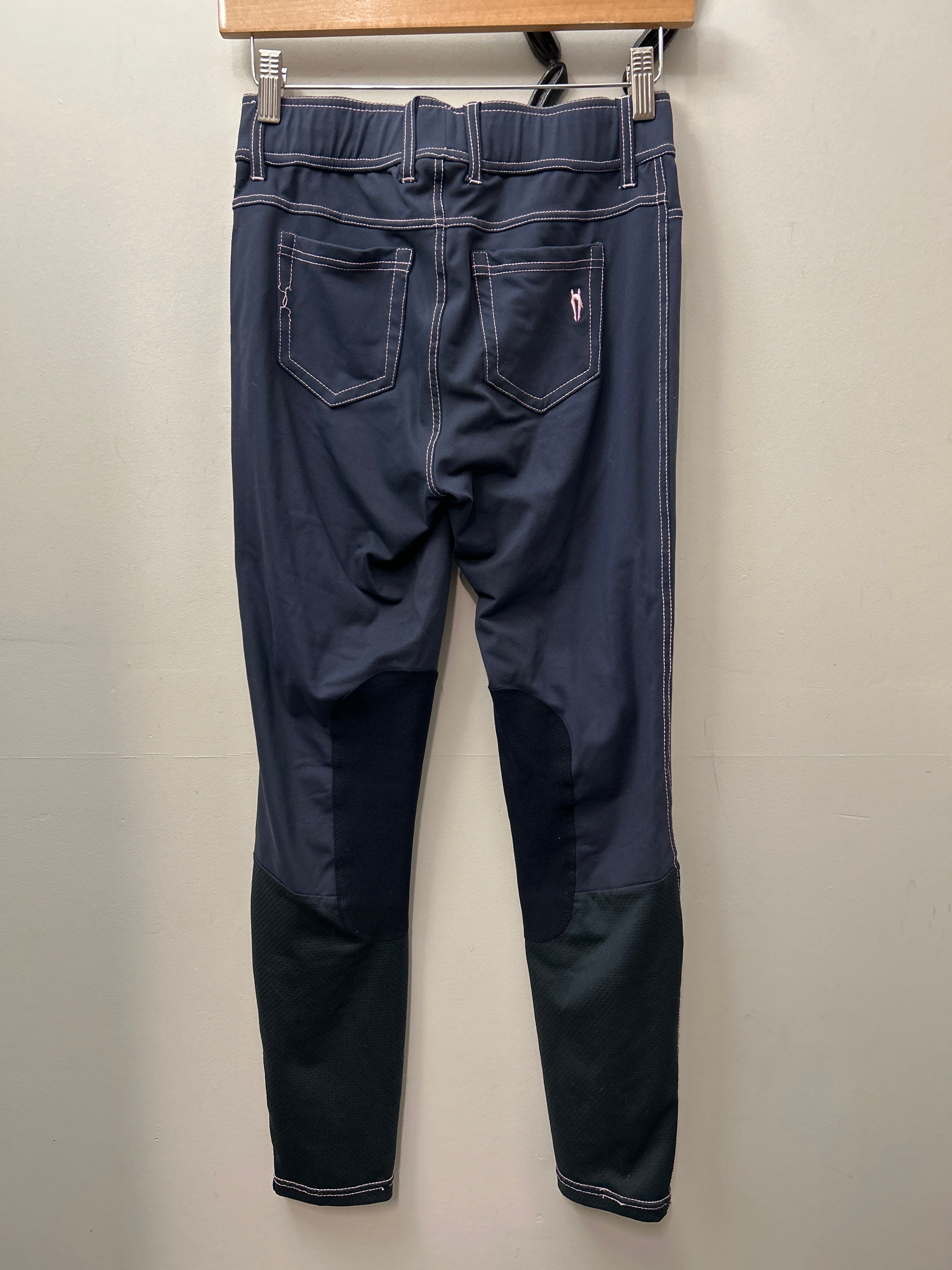 Irideon Dark Grey and Pink Riding Tights 28-Breeches-Consignment-Evolution Equestrian Co.