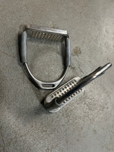 Load image into Gallery viewer, Jointed English Stirrups with Cheese Grater Grips-English Stirrups-Consignment-Evolution Equestrian Co.

