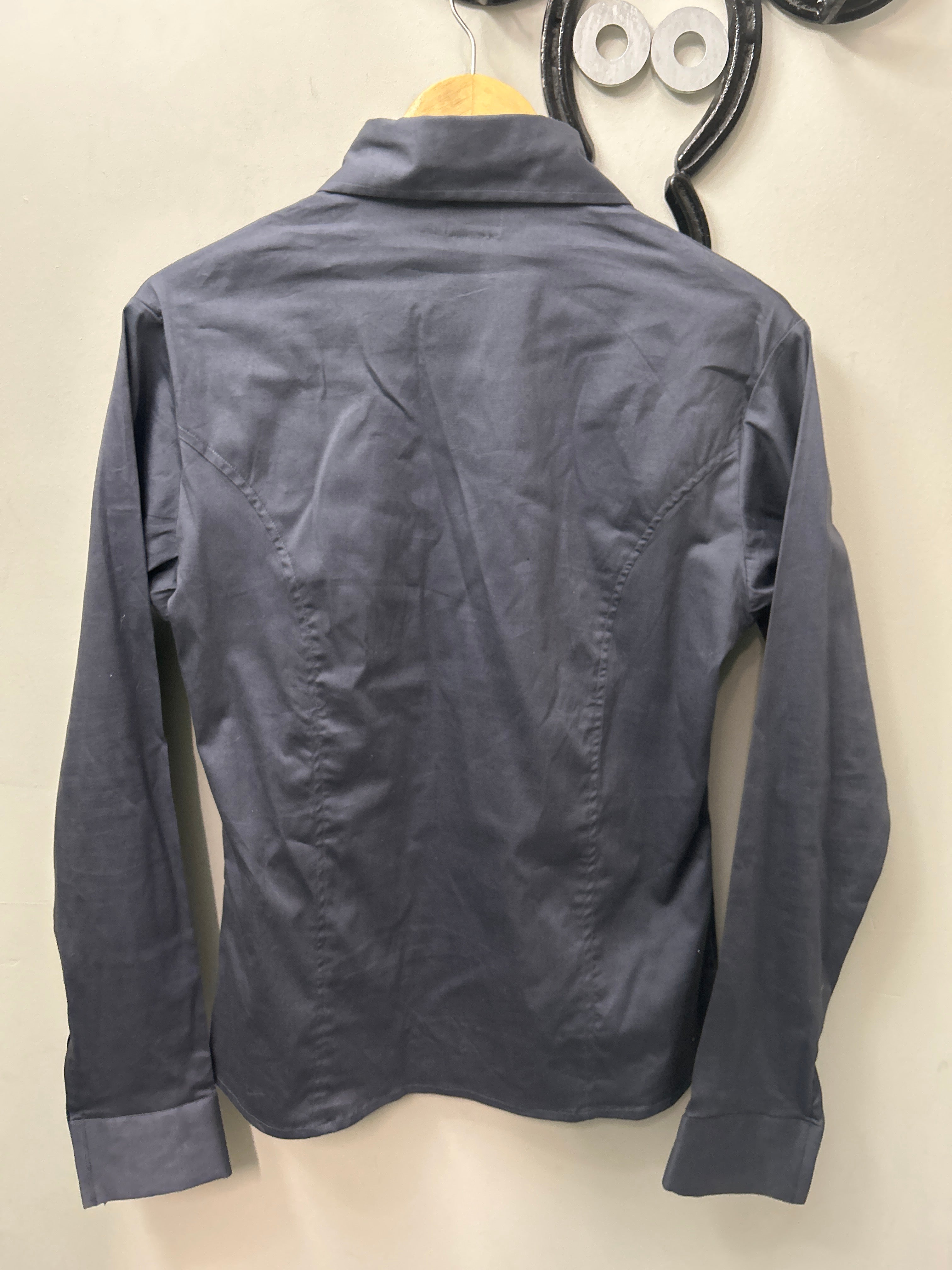 Just Peachy Western Show Shirt M/L Blue-Grey-Western Shirt-Consignment-Evolution Equestrian Co.