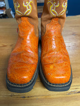 Load image into Gallery viewer, Justin Ladies Orange Cowboy Boots 8B-Cowboy Boots-Consignment-Evolution Equestrian Co.
