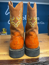 Load image into Gallery viewer, Justin Ladies Orange Cowboy Boots 8B-Cowboy Boots-Consignment-Evolution Equestrian Co.
