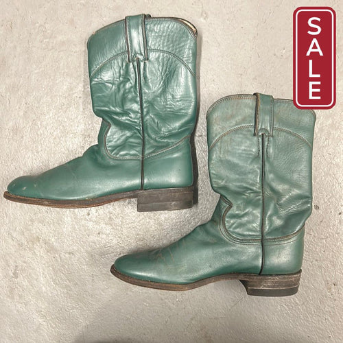 Justin Teal Cowboy Boots 6.5-Shoes-Consignment-Evolution Equestrian Co.