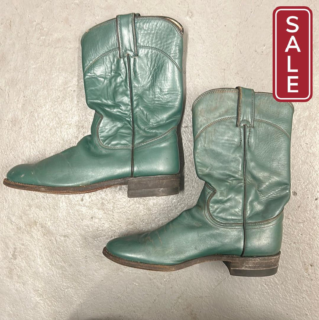 Justin Teal Cowboy Boots 6.5-Shoes-Consignment-Evolution Equestrian Co.