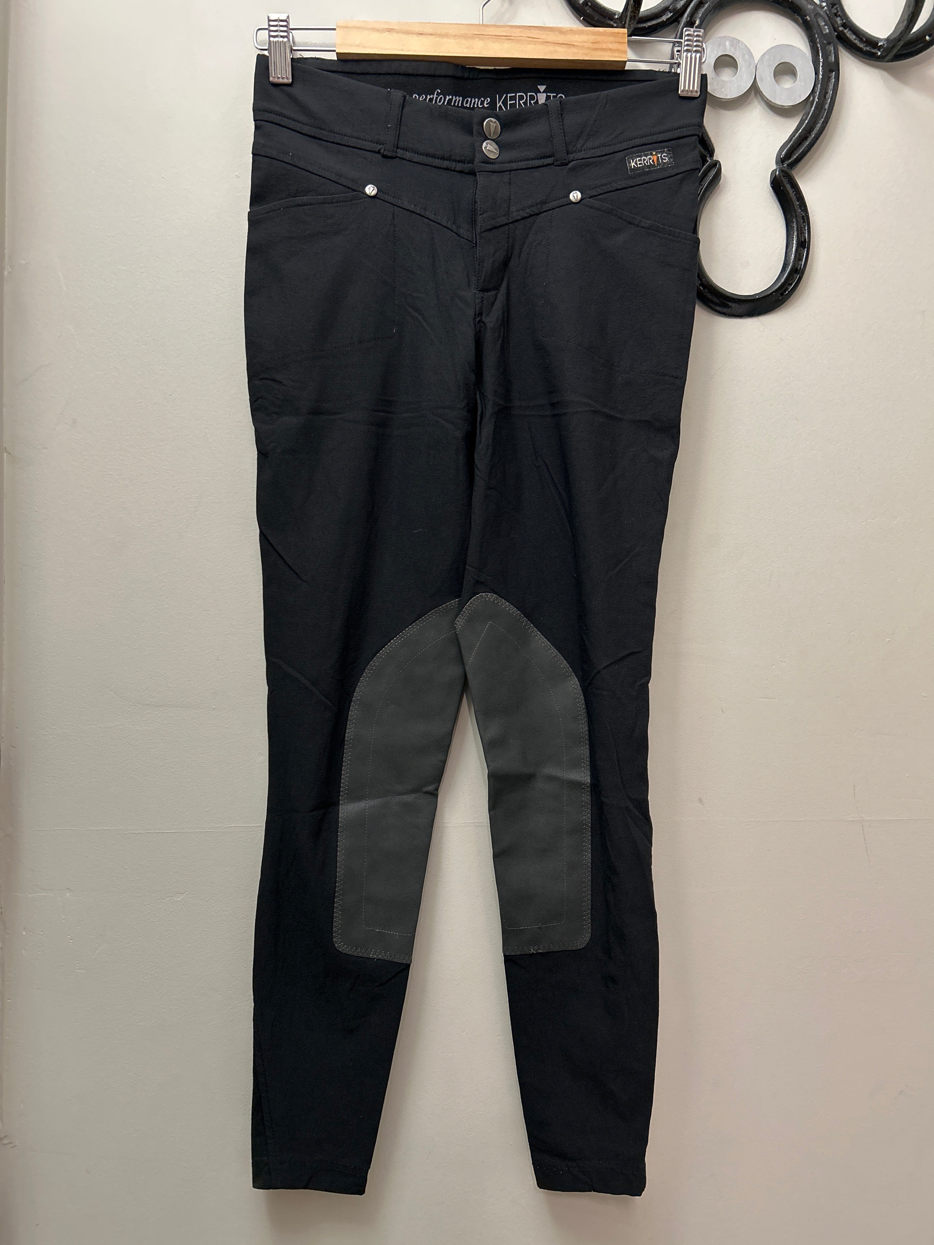 Kerrits Knee Patch Black Breeches Small-Breeches-Consignment-Evolution Equestrian Co.