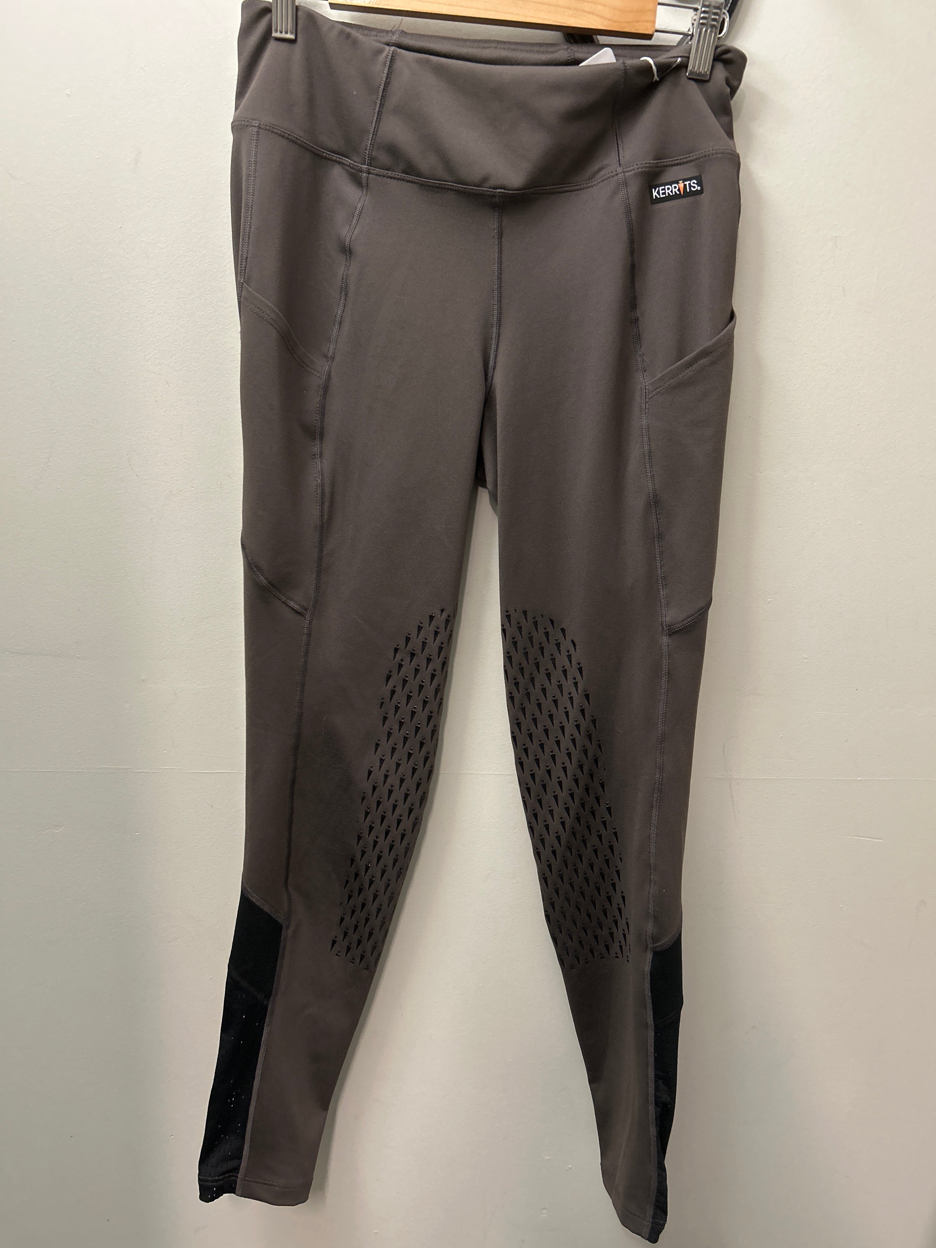 Kerrits Riding Tights Brown Knee Patch Medium-Breeches-Consignment-Evolution Equestrian Co.