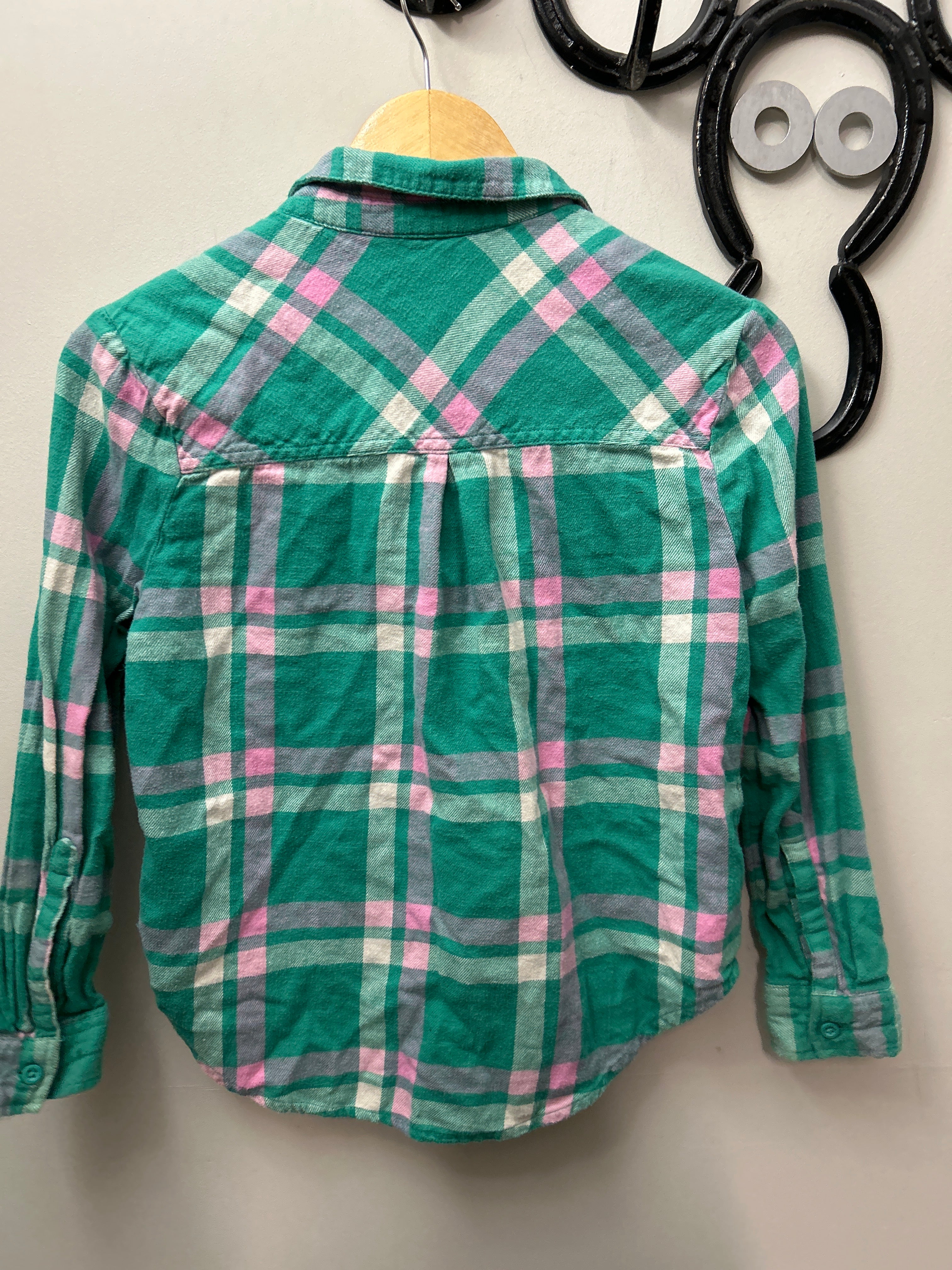 Kid's Green and Pink Plaid Shirt 10-Riding Shirts-Consignment-Evolution Equestrian Co.